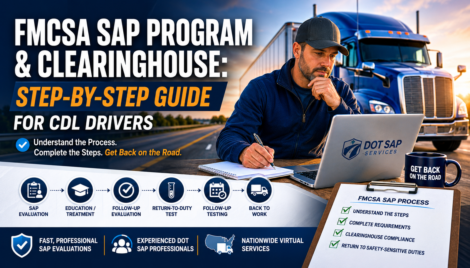 CDL driver learning about the FMCSA SAP Program and Clearinghouse return-to-duty process